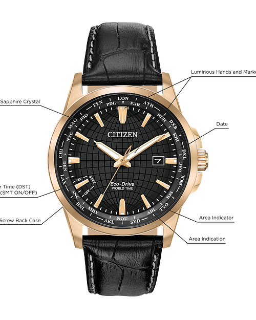 Citizen World Time Perpetual Eco-Drive Black Dial Watch Citizen World Time Perpetual Eco-Drive Black Dial Watch